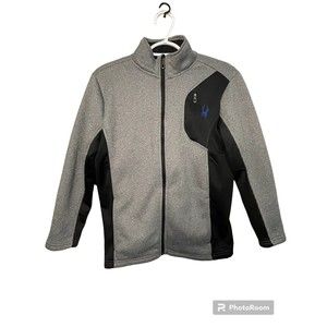 Spyder Black &‎ Grey Outbound Full Zip Sweater Jacket  Men's Size L 14/16